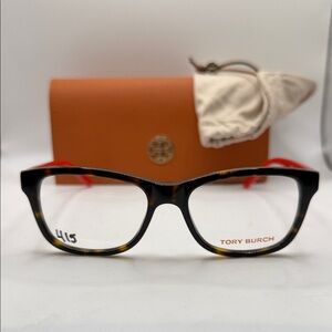 Tory Burch Tortoise Shell Eyeglasses with Orange Case